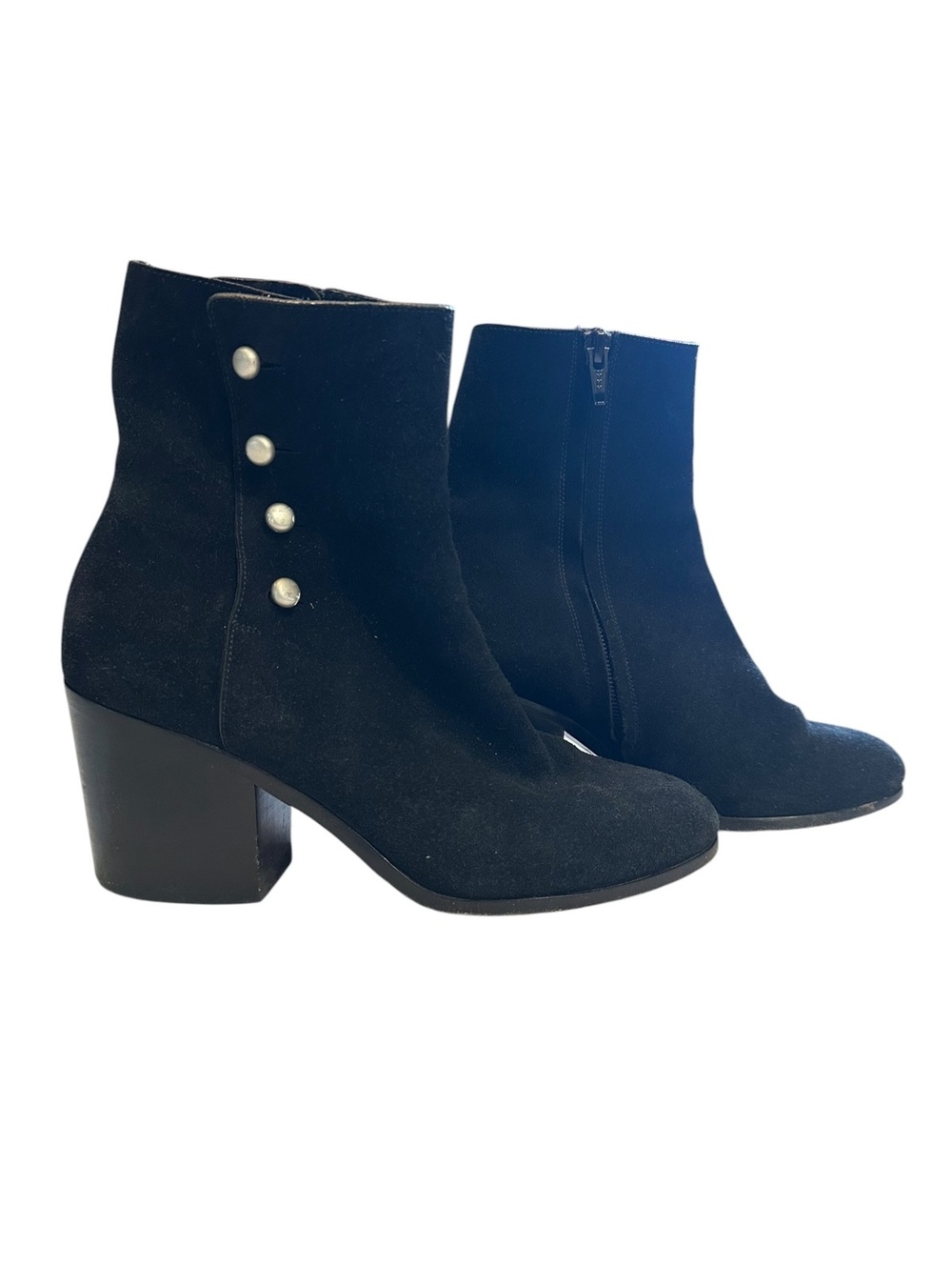 Maison Margiela Black Suede Ankle Boots Block Heel Side Zip EU 37.5 / US 7-7.5